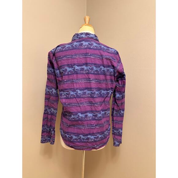 Vintage Wrangler Blues Horse Print Shirt Purple/Blue/White 100% Cotton Sz Large - Picture 3 of 5